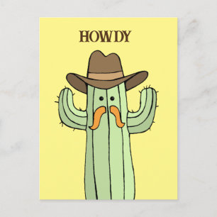 Cartão Postal Cowboy Cactus Howdy