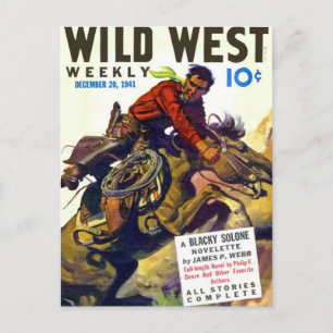 Cartão Postal Cowboy Com Cavalo Selvagem