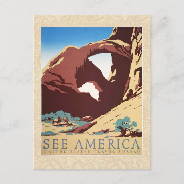 Cartão Postal Cowboy Desert Vintage Cavalos Ocidentais (Frente)