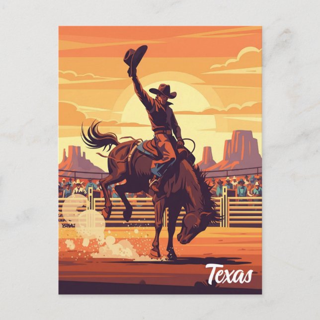 Cartão Postal Cowboy em Rodeo Texas Viagem (Frente)