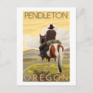 Cartão Postal Cowboy & Horse - Pendleton, Oregon
