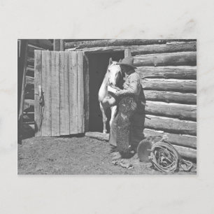 Cartão Postal Cowboy lendo uma carta.