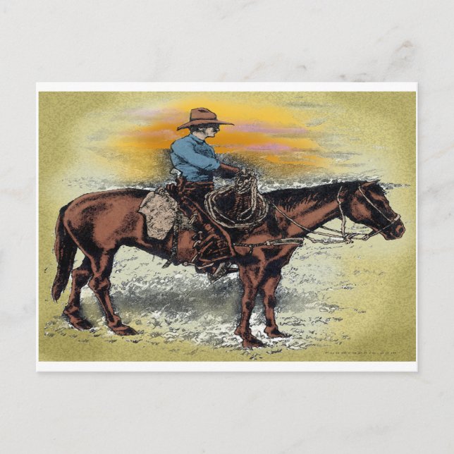 Cartão Postal Cowboy n Sunset (Frente)