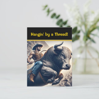 Cartão Postal Cowboy Pilhando Touro Em Arena