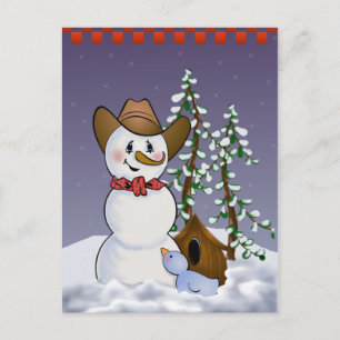 Cartão Postal Cowboy Snowman com Red Bandana