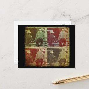 Cartão Postal Cowboys em uma cerca de Rodeio TTV Quatro Cores