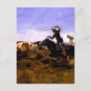 Cartão Postal “Cowboys Roping a Steer” de Charles M Russell