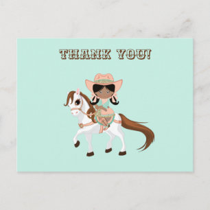 Cartão Postal Cowgirl Afro-Americana em Cavalo Garotas Obrigada