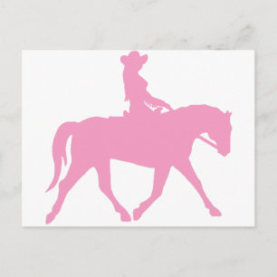 Cartão Postal Cowgirl Andando Seu Cavalo (rosa)