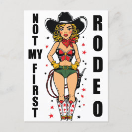 Cartão Postal Cowgirl com citação não é o meu primeiro rodeio