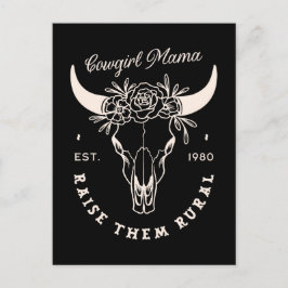 Cartão Postal Cowgirl country mãe estética ocidental cita preto