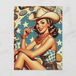 Cartão Postal Cowgirl da linhagem