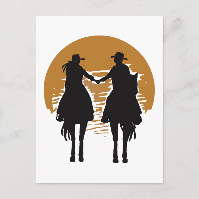 Cartão Postal Cowgirl e Cowboy (Frente)