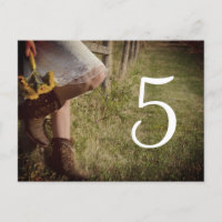 Cowgirl e Sunflower Western Wedle Table Number