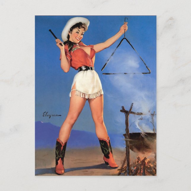 Cartão Postal Cowgirl Pin-Up 1 (Frente)