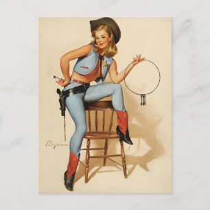 Cartão Postal Cowgirl Pin-up Girl