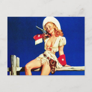 Cartão Postal Cowgirl pup