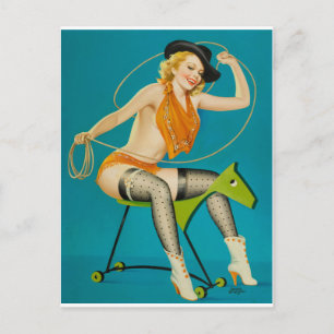 Cartão Postal Cowgirl Roping the Horse Pin Up