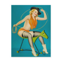 Cowgirl Roping the Horse Pin Up