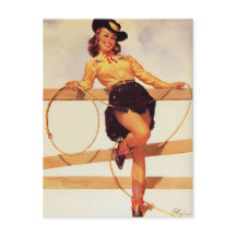 Cowgirl sorrindo Pino para Cima