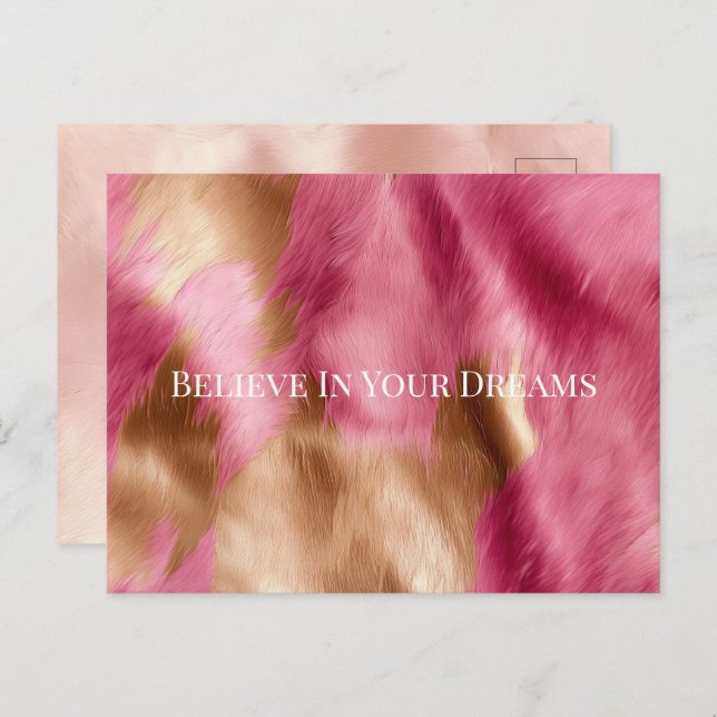 Cartão Postal Cowhide Dourada-rosa ocidental (Frente/Verso)