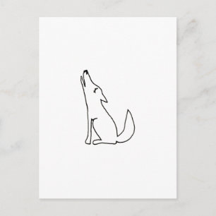 Cartão Postal Coyote wolf dog howling - arte de desenho de linha