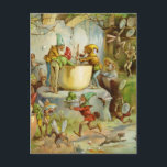 Cartão Postal Cozimento na cozinha do gnomo<br><div class="desc">Uma imagem icónica histórica do cozinhar na cozinha do gnomo profundamente na floresta mágica. Imagem maravilhosa.</div>