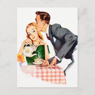 Cartão Postal Cozinha de vintagem com retrato bonito para qualqu