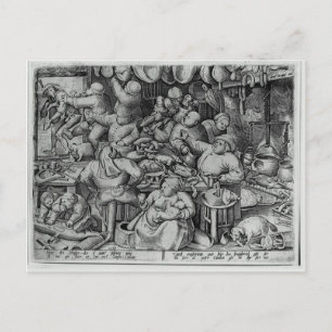 Cartão Postal Cozinha Gorda de Pieter Bruegel, o Velho