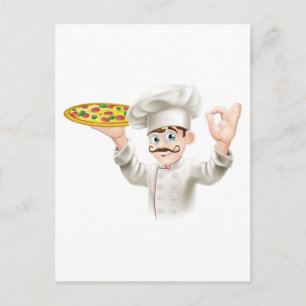 Cartão Postal Cozinheiro segurando uma pizza apetitosa