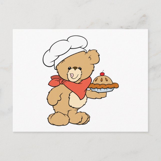 Cartão Postal Cozinheiro Urso Padeiro Fofo (Frente)