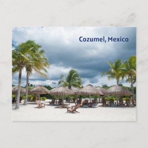 Cartão Postal Cozumel, México Linda Praia Arenosa, Guarda-chuvas