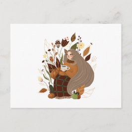 Cartão Postal Cozy Autumn Girl