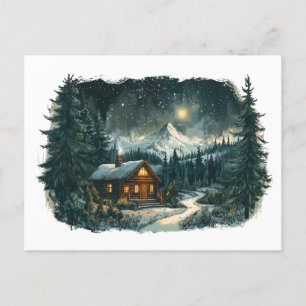 Cartão Postal Cozy Cabin em uma Wonderland de inverno