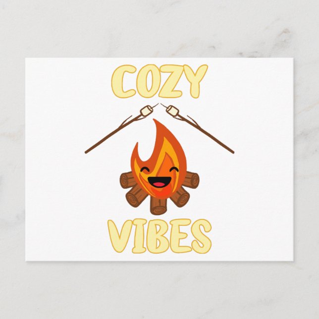Cartão Postal Cozy Campfire Vibes Roasting Marshmallows for Smor (Frente)