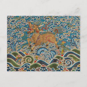 Cartão Postal Crachá da patente militar chinesa com animal estil