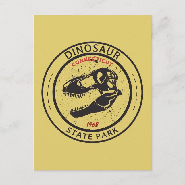 Cartão Postal Crachá de Connecticut no Parque Estadual do Dinoss (Frente)
