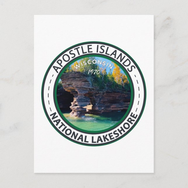 Cartão Postal Crachá Nacional Lakeshore de Wisconsin das Ilhas A (Frente)