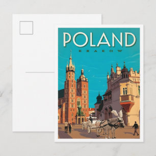 Cartão Postal Cracóvia Polônia Arte Vintage Viagem