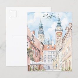 Cartão Postal Cracóvia Polônia Gouache - Ilustração de Pintura V