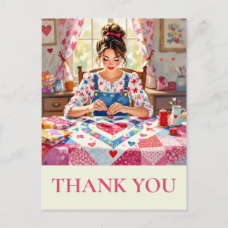 Cartão Postal Crafter Quilting Sewing Thank you