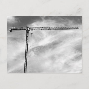 Cartão Postal Crane de Construção e Foto Preta e Branca do Cé