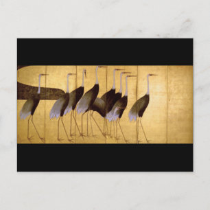 Cartão Postal Crane, Ogata Korin, Belas Artes Japonesas