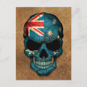 Cartão Postal Crânio australiano envelhecido e Vestido
