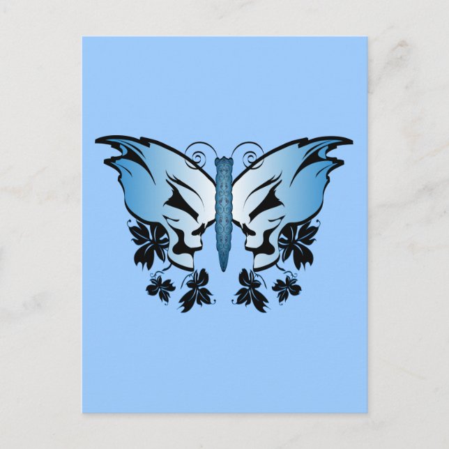 Cartão Postal Crânio da borboleta - Azul (Frente)