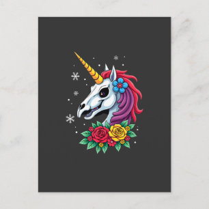 Cartão Postal Cranio de Açúcar de Unicórnio Arte Mexicana, Camis