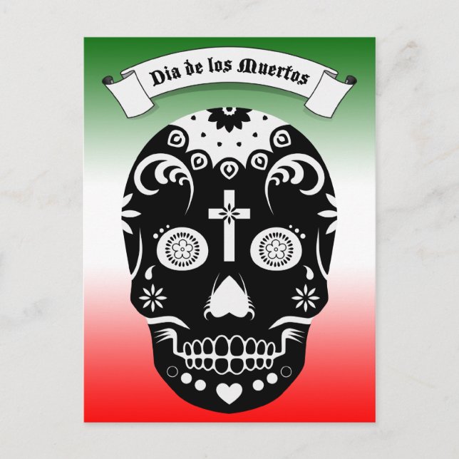 Cartão Postal crânio de açúcar dia de los muertos (Frente)