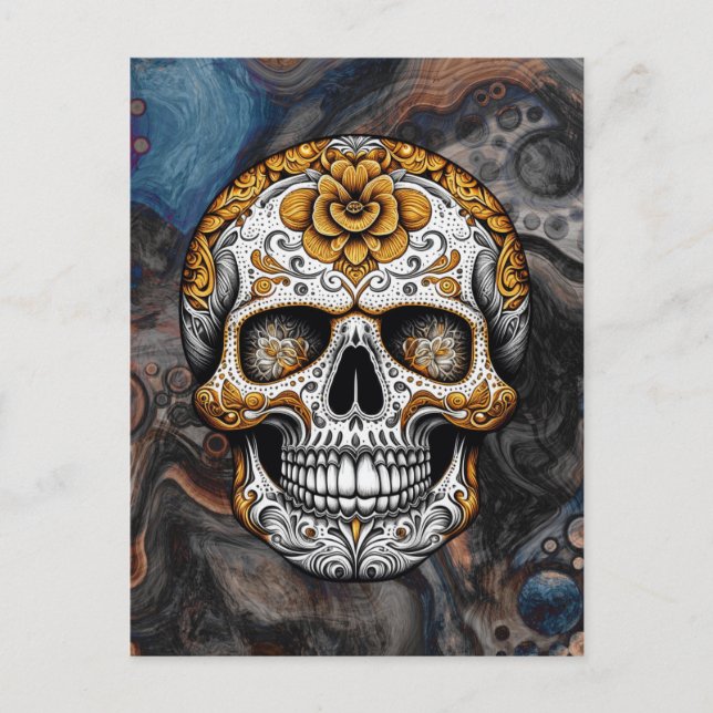 Cartão Postal Cranio de Açúcar Halloween (Frente)