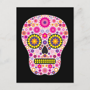 Cartão Postal Cranio de Açúcar Mexicano Rosa