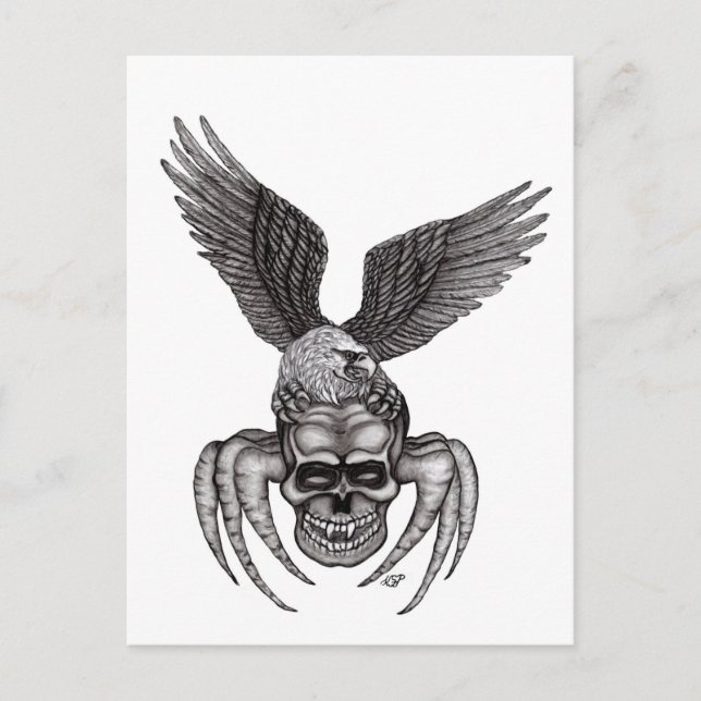 Cartão Postal Crânio de Aranha com Águia (Frente)